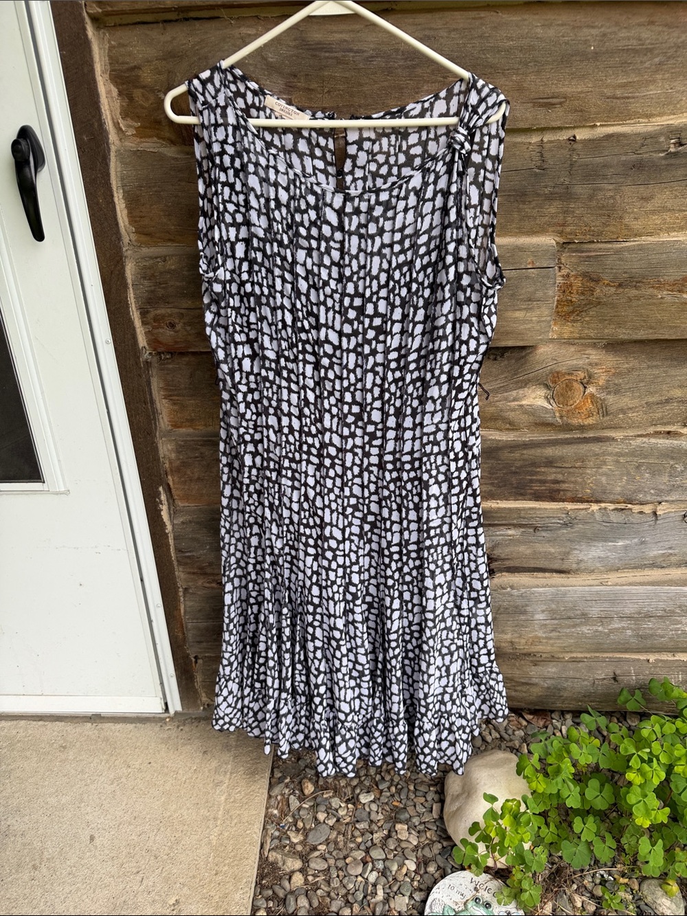 Covington Black and White Printed Midi Skirt